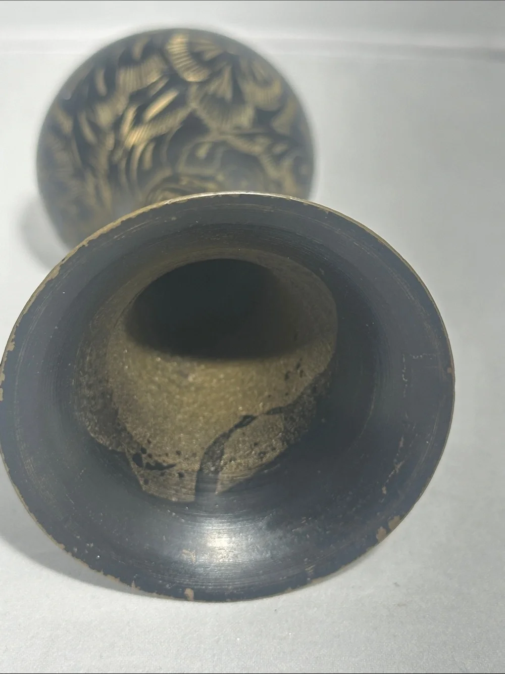 Black and Gold Floral Accent Vase